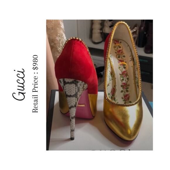 VINTAGE Authentic Gucci Razzle Dazzle Heels Size EU 37.5 / US 6.5 - Picture 1 of 14